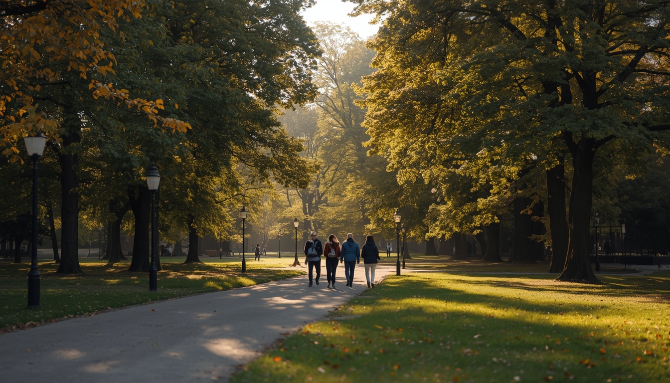 Skeletonwhradian group walking through an Oslo park in morning light